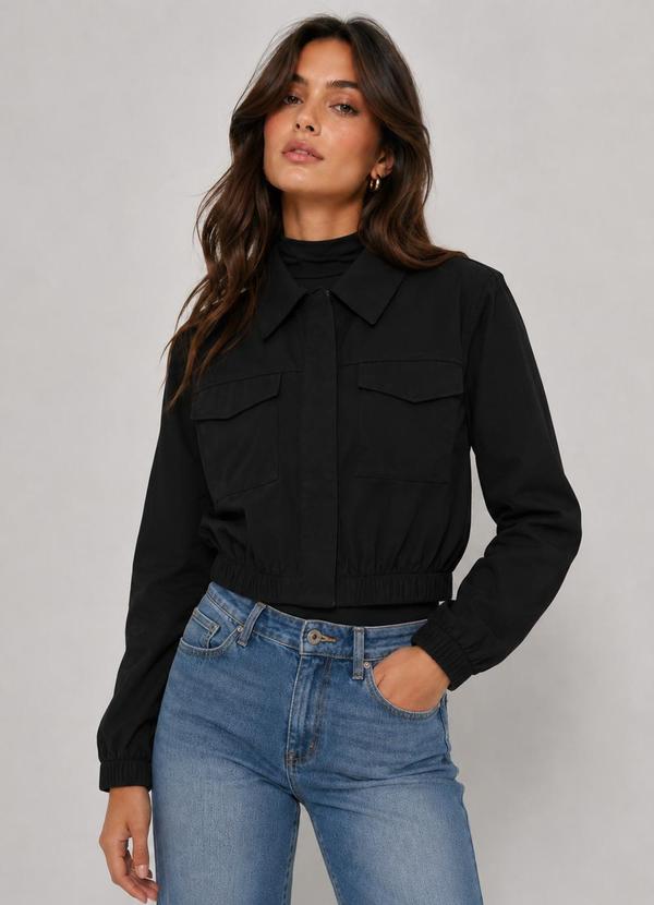 Jaqueta Feminino em Viscose Dobby Preto
