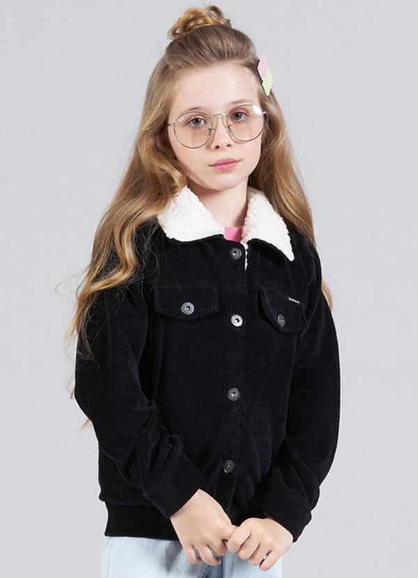 Vista 2 Jaqueta Infantil Menina Cotelê Preto Soft Bonni Soft Bonni