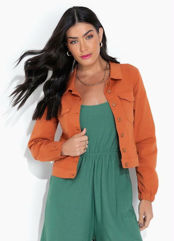 Jaqueta Jeans Aberta com Bolsos Telha