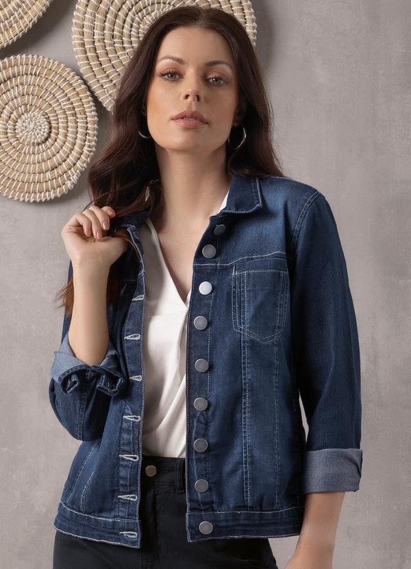 Jaqueta Jeans Azul Escuro