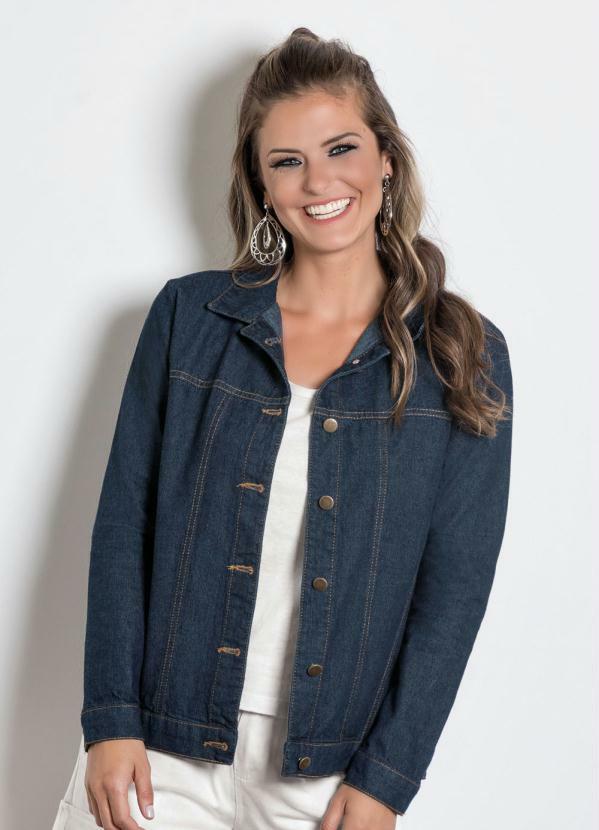 Jaqueta Jeans Básica Jeans Escuro
