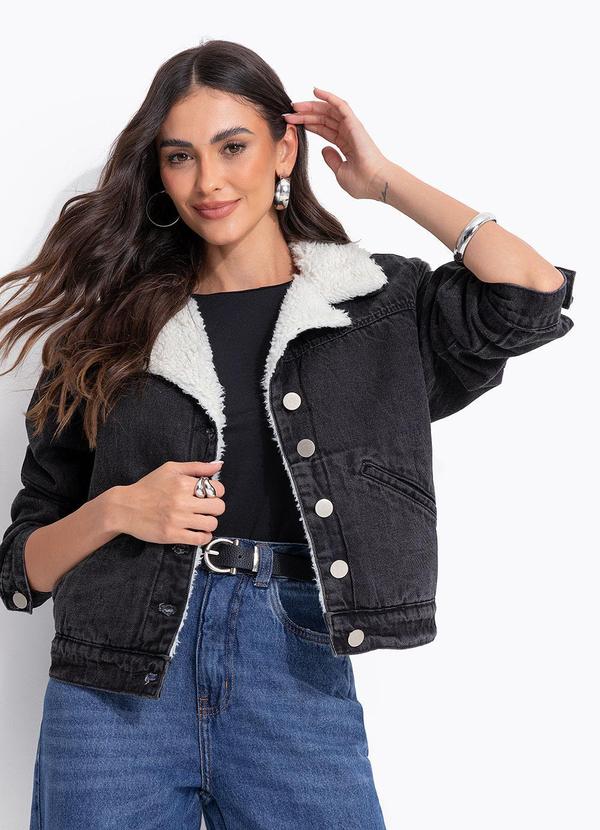 Jaqueta Jeans Preto em Jeans