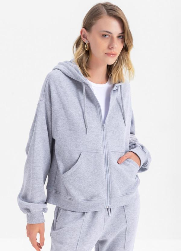 Jaqueta Moletom Feminino Cinza