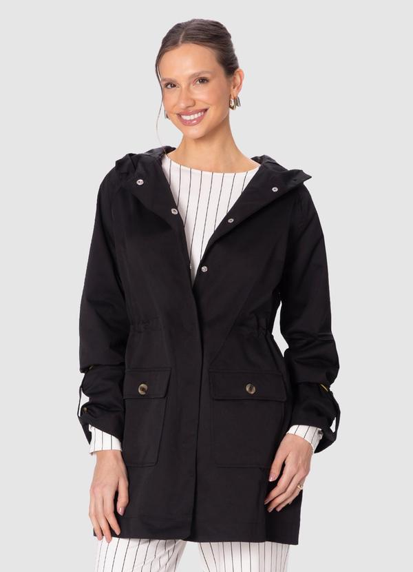 Jaqueta Parka Sarjada Preto