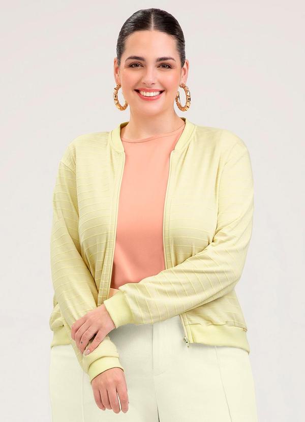Jaqueta Plus Size em Cotton Amarelo Claro