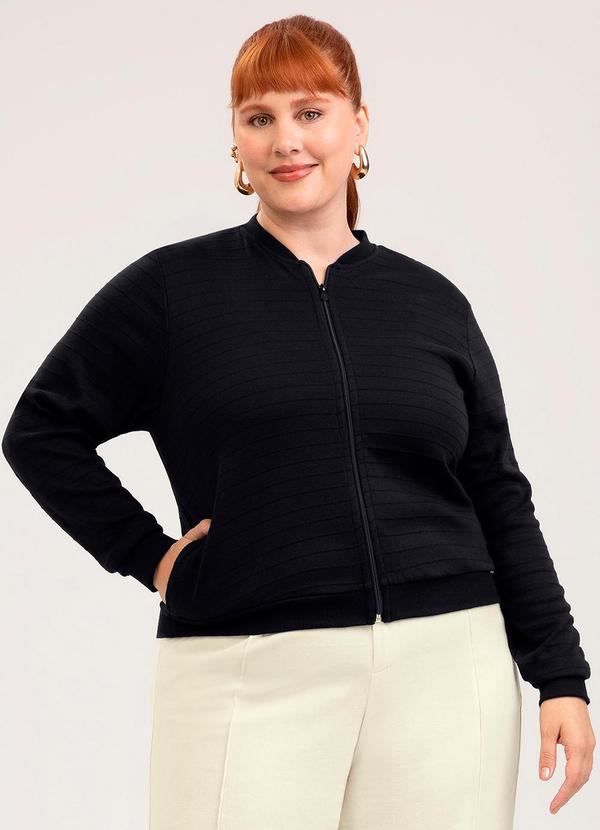 Jaqueta Plus Size em Cotton Preto
