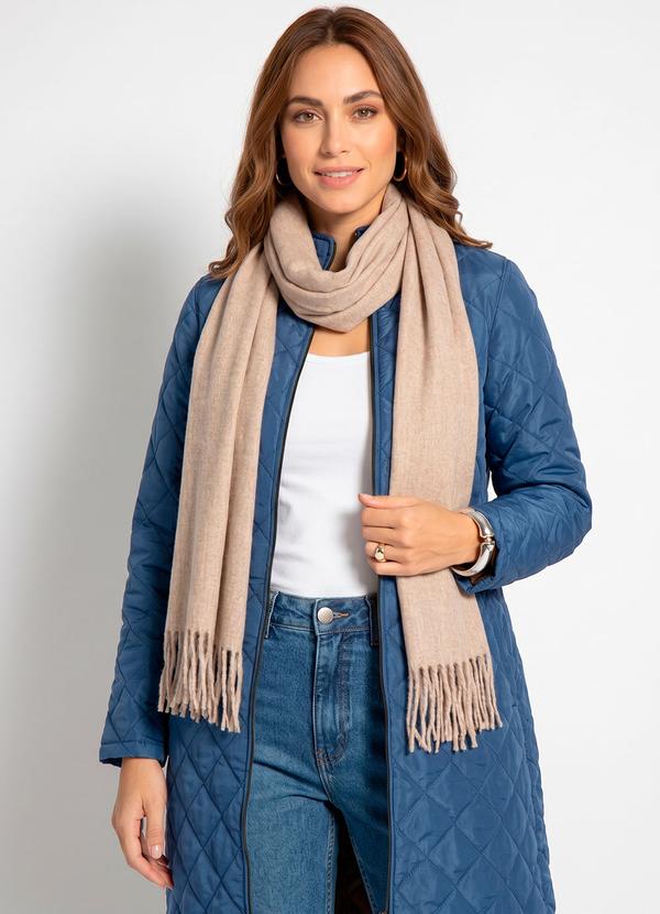 Jaqueta Puff Azul Alongada com Bolsos