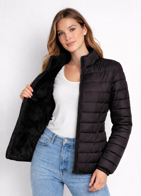 Jaqueta Puffer Feminina Peluciada Sea Surf Preto