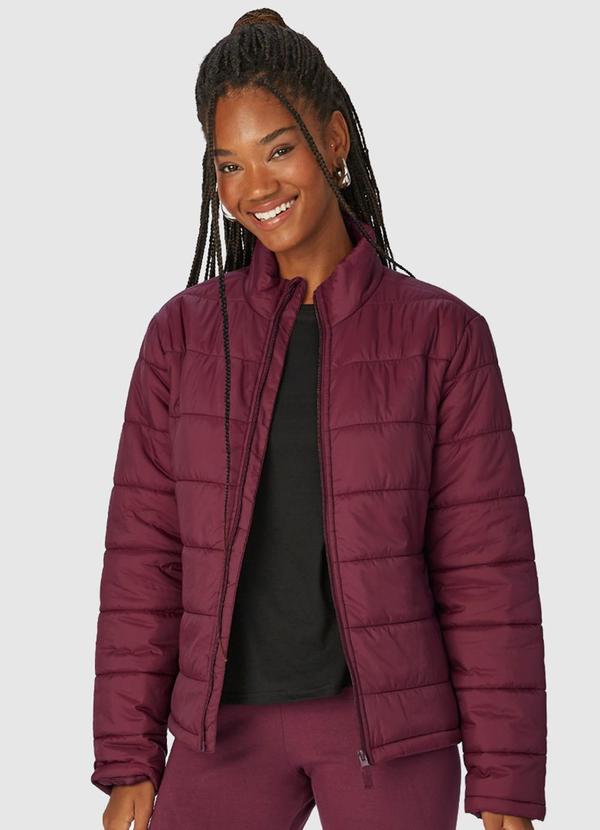 Jaqueta Puffer Nylon Feminino Bordô