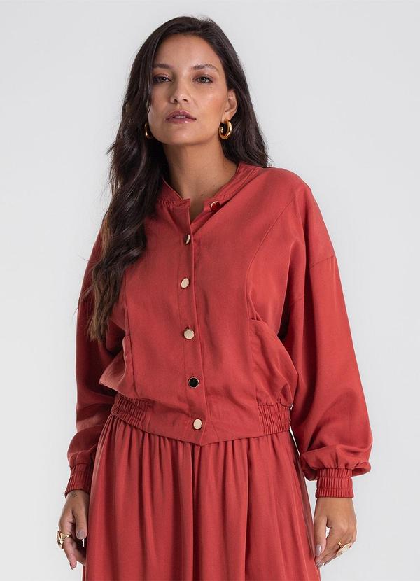Jaqueta Tencel Twill Feminina Marrom