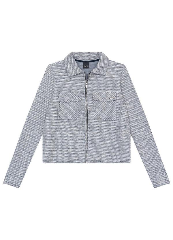 Jaqueta Tradicional em Tweed Lurex Cinza