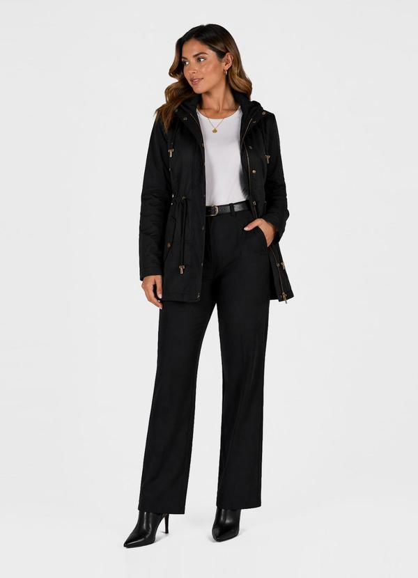 Parka Feminina Peluciada Impermeável Preto