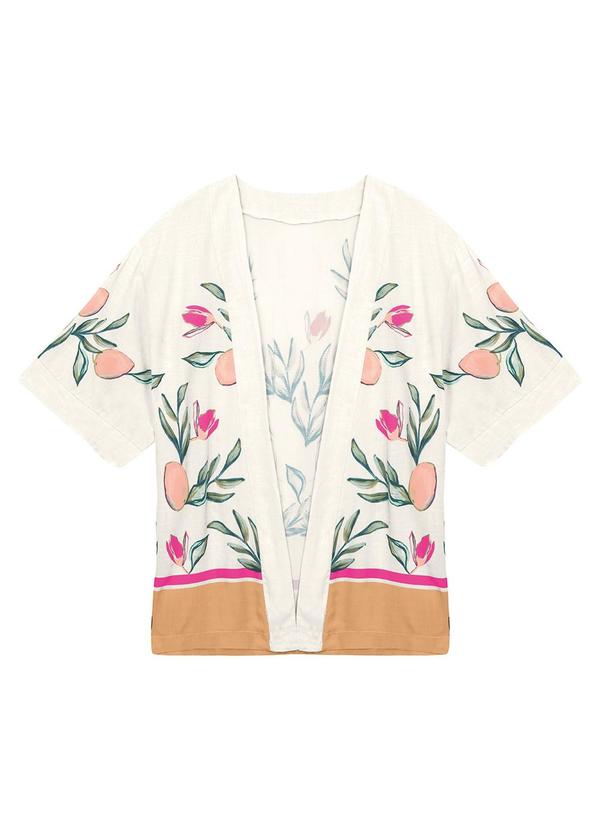Kimono Amplo Floral Branco