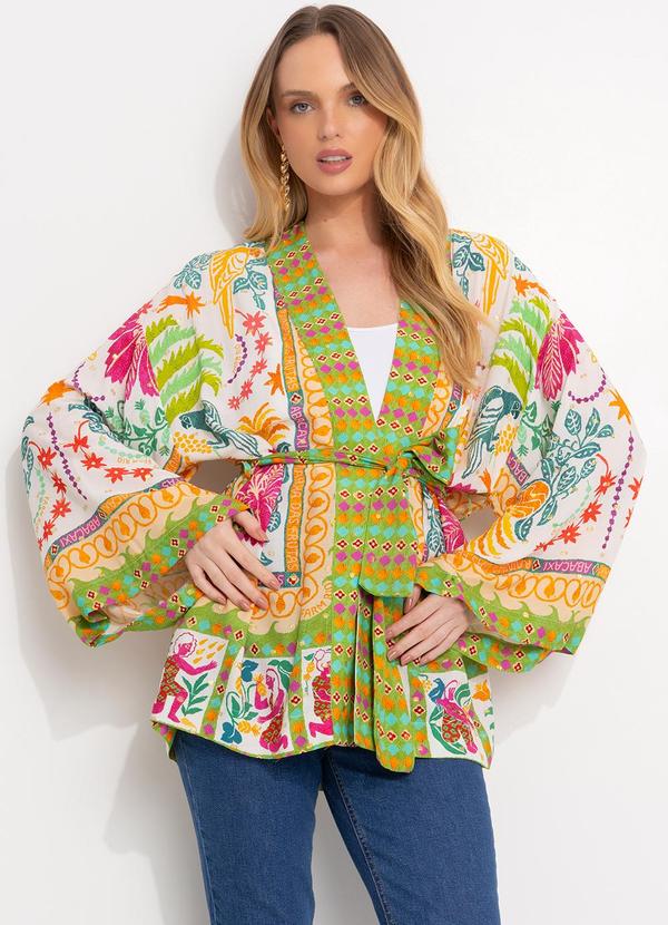 Vista 2 Kimono em Viscose Off White FARM FARM