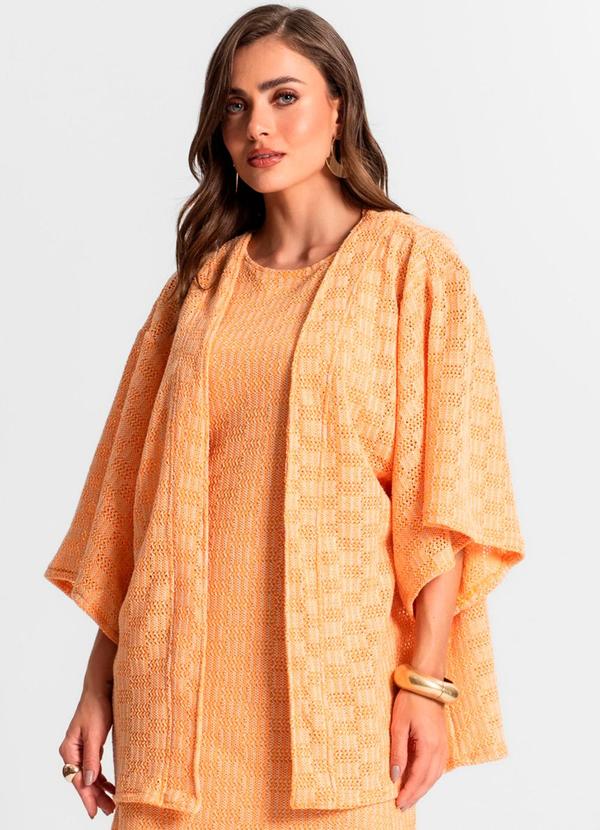 Kimono Feminino em Tricot Laranja