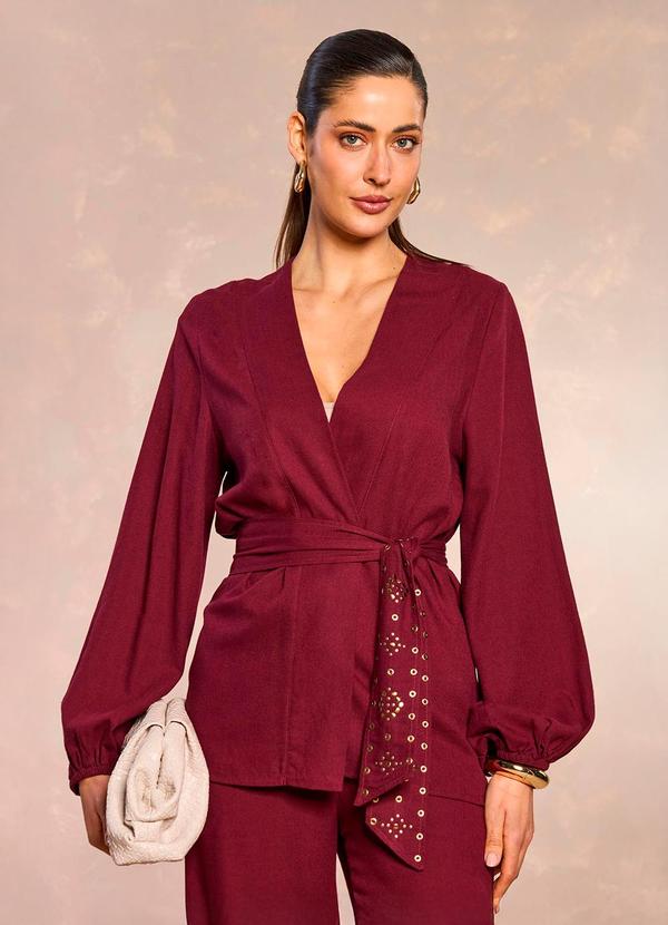 Kimono Jardim Decor em Plano Linen Roxo