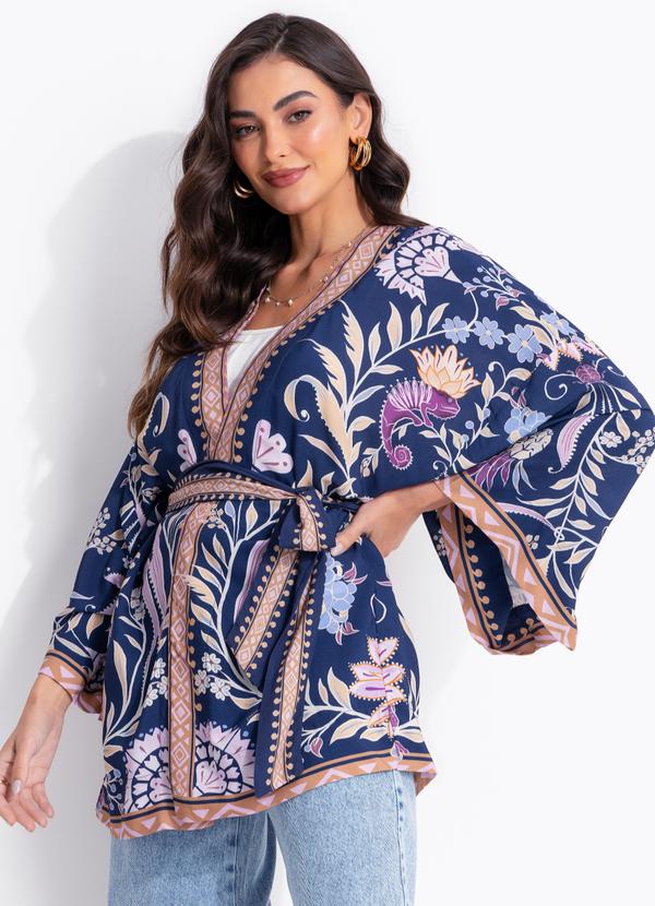 Kimono Leveza Romântica Azul