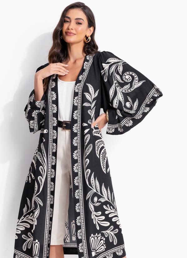Maxi Kimono Coqueiro Sereno Preto