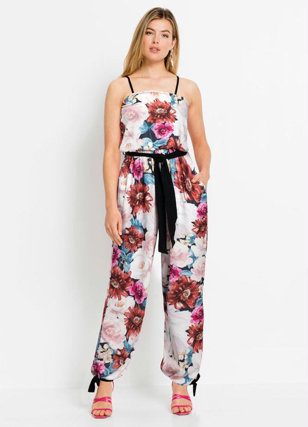 Macacão de Alcinha Floral Branco
