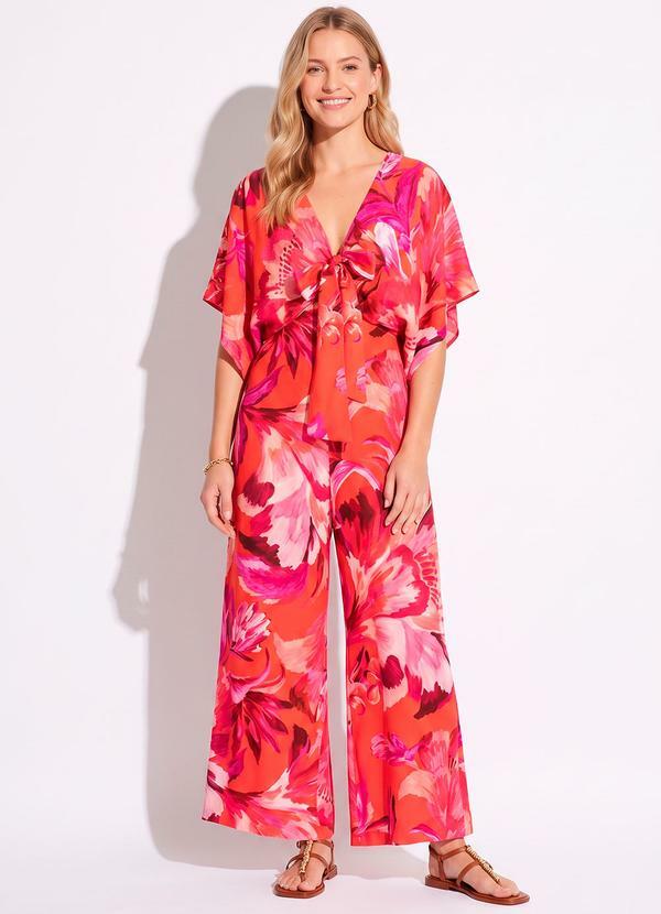 Macacão em Viscose Tropicarte Vermelho