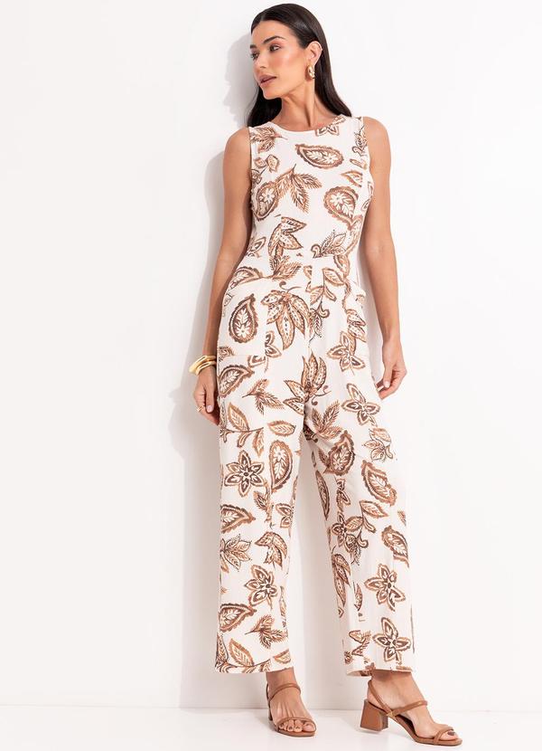 Macacão Floral Paisley em Malha de Viscose