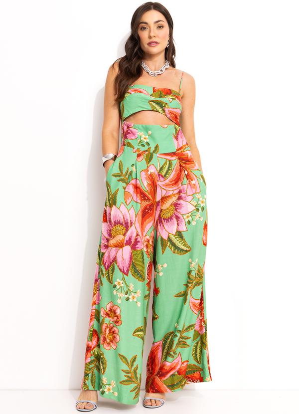 Macacao Pantalona em Viscolinho Verde