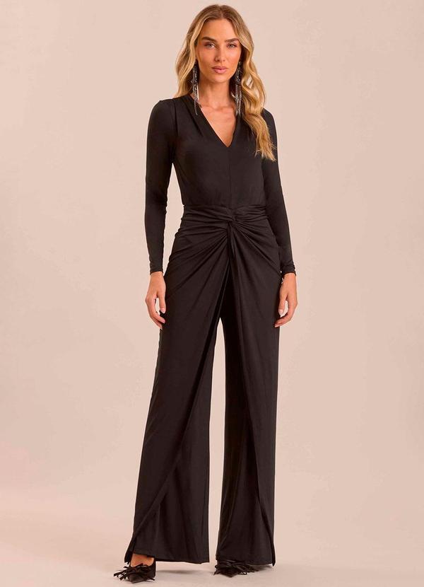 Macacão Retrô Glam em Malha Preto