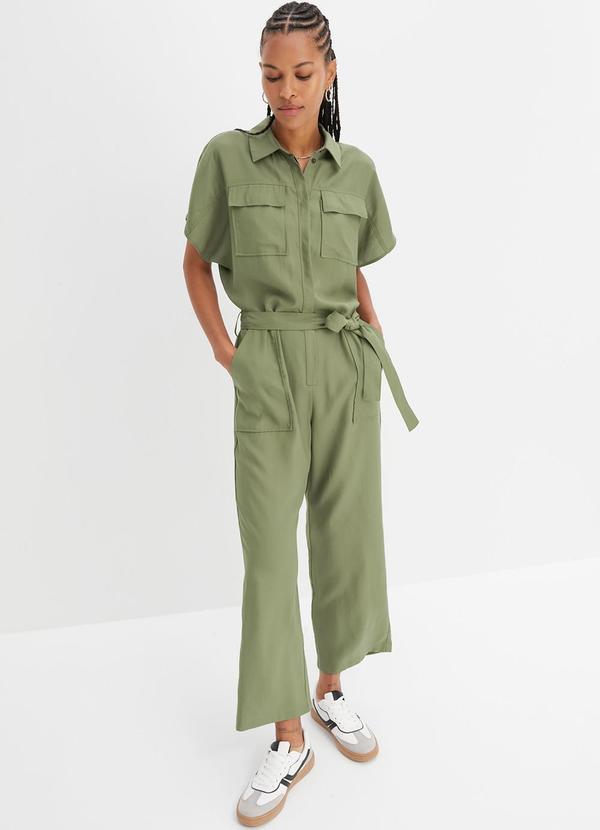 Vista 2 Macacão Verde Militar em Jeans bonprix bonprix