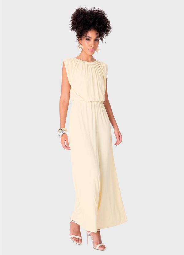 Vista 2 Macacão Wide Leg em Malha Off White Enfim Enfim