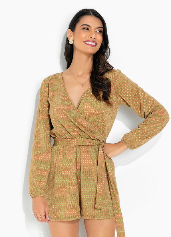 Vista 2 Macaquinho Geométrico Marrom Moda Pop Moda Pop
