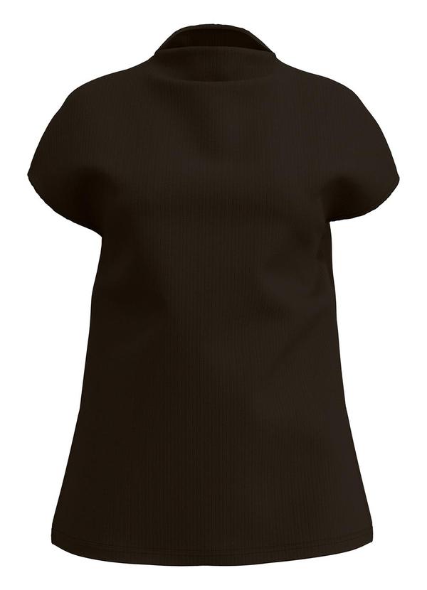 Blusa Alongada com Gola Alta Marrom