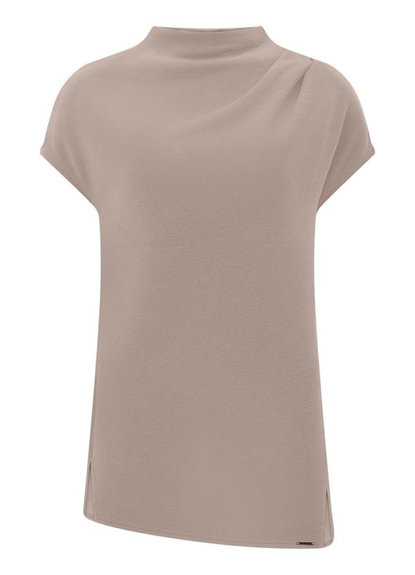 Blusa Alongada com Gola em Malha Tricô Cinza