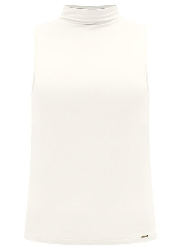 Blusa Básica com Gola Alta em Malha Branco