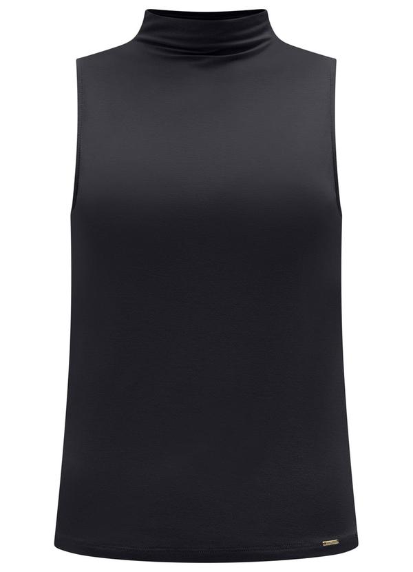 Blusa Básica com Gola Alta em Malha Preto