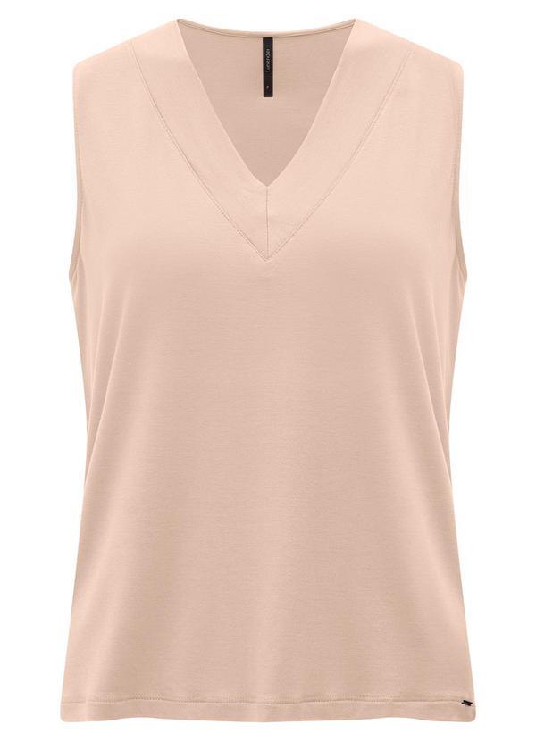 Vista 2 Blusa com Decote em V em Malha de Viscose Bege Lunender Lunender