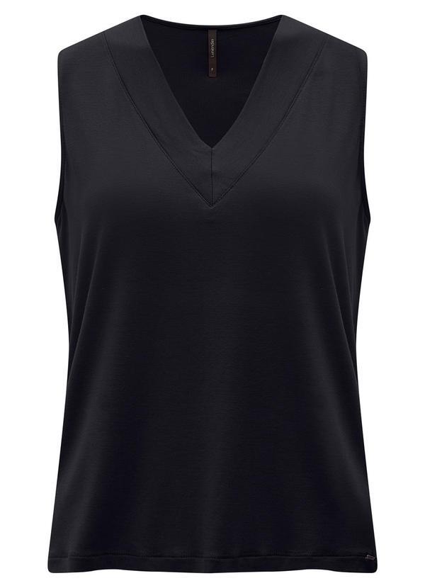 Vista 2 Blusa com Decote em V em Malha de Viscose Preto Lunender Lunender