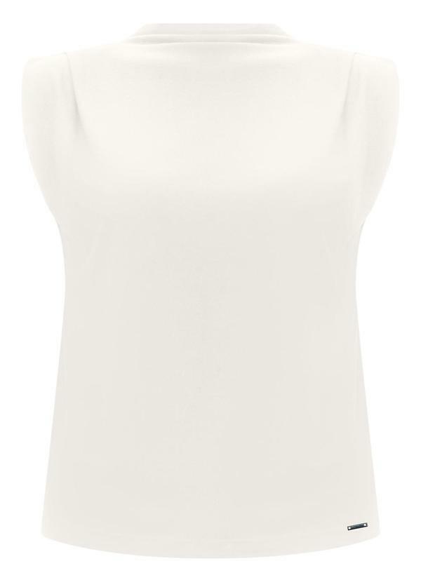 Vista 2 Blusa com Gola Alta em Malha Crepe Branco Lunender Lunender