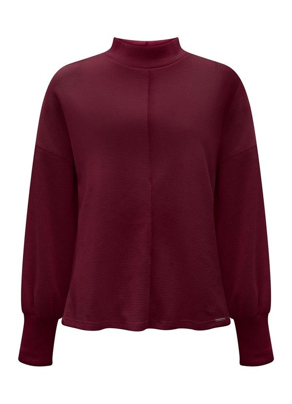 Blusa com Gola em Malha Texturizada Bordo