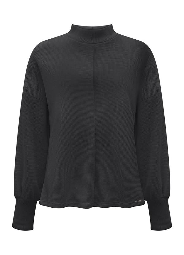 Blusa com Gola em Malha Texturizada Cinza
