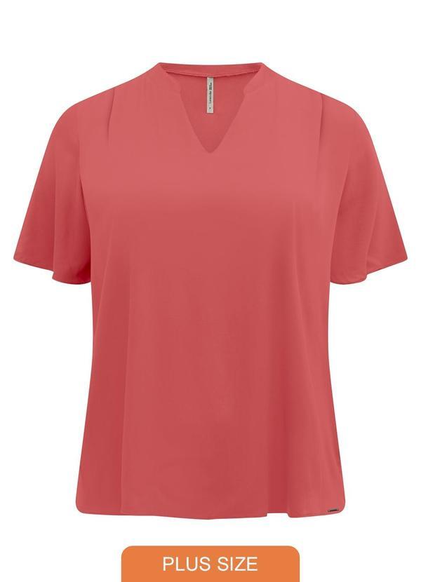 Vista 2 Blusa de Manga Curta com Gola Padre e Rosa Lunender Mais Mulher Lunender Mais Mulher
