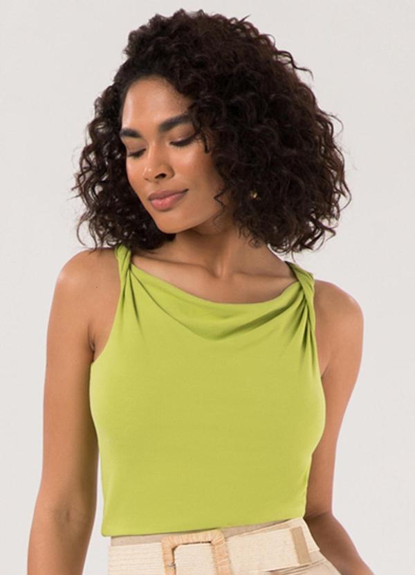 Vista 2 Blusa Decote Degagê e Torção nos Ombros Verde Lunender Lunender