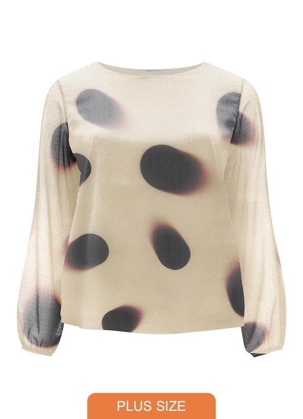 Blusa Estampada Plus Size Bege
