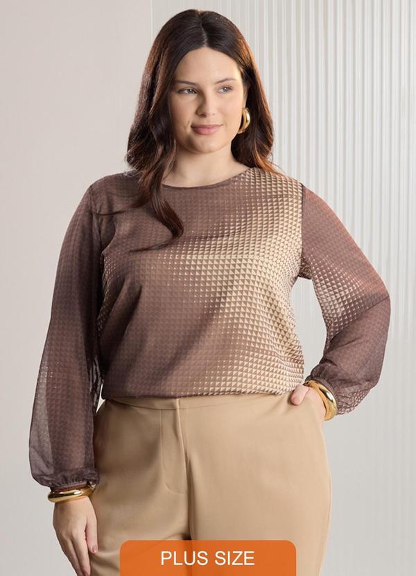 Blusa Estampada Plus Size Marrom