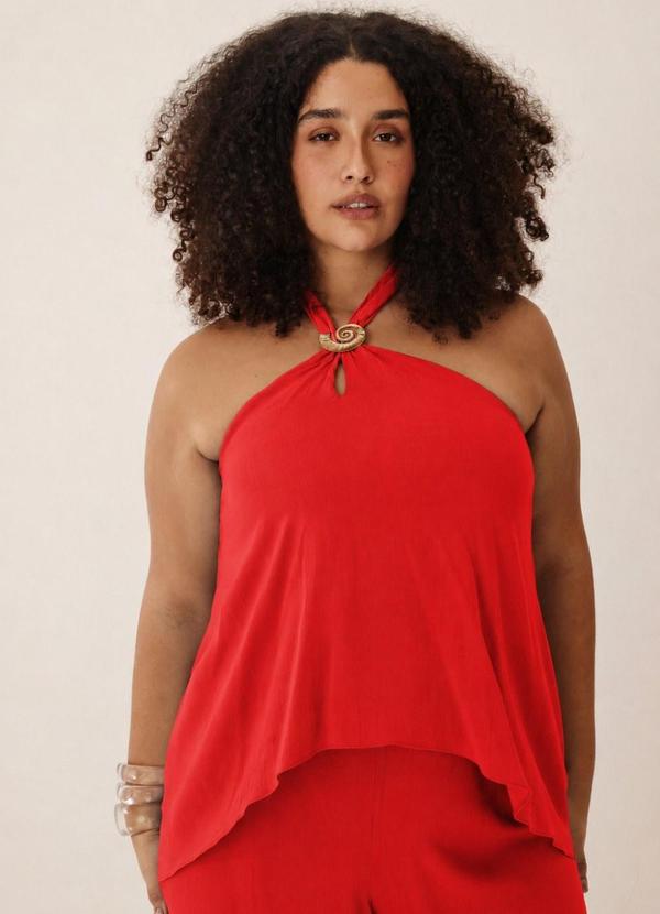 Blusa Frente Única Mullet Vermelho Flame