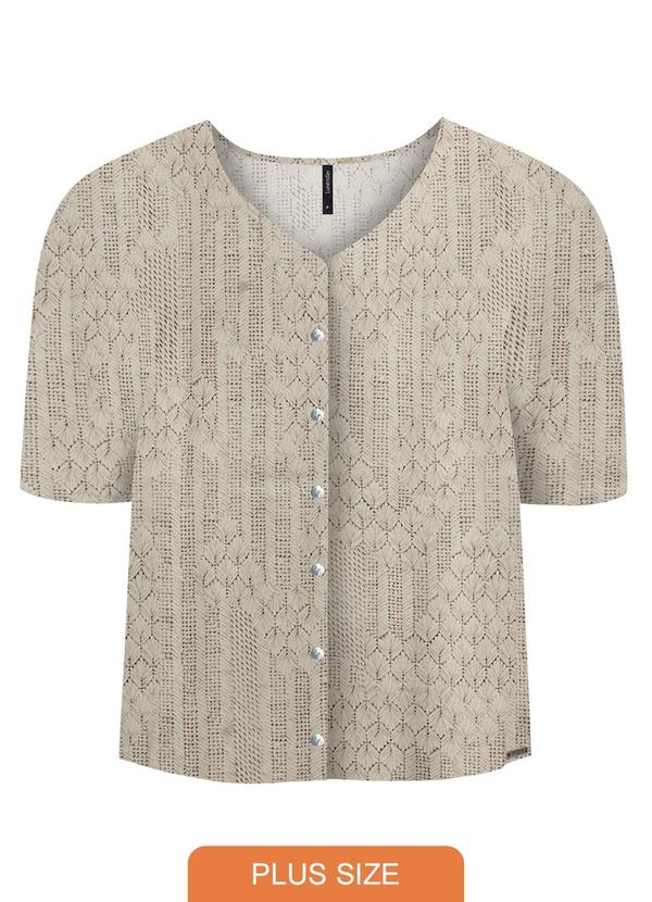 Vista 2 Camisa Estampada D com Decote em V Branco Lunender Mais Mulher Lunender Mais Mulher