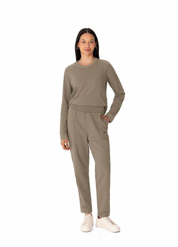 Calça Carrot em Moletom Linho Taupe