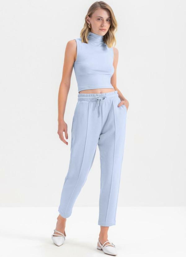 Vista 2 Calça Feminina em Moletom Azul Essendi Essendi