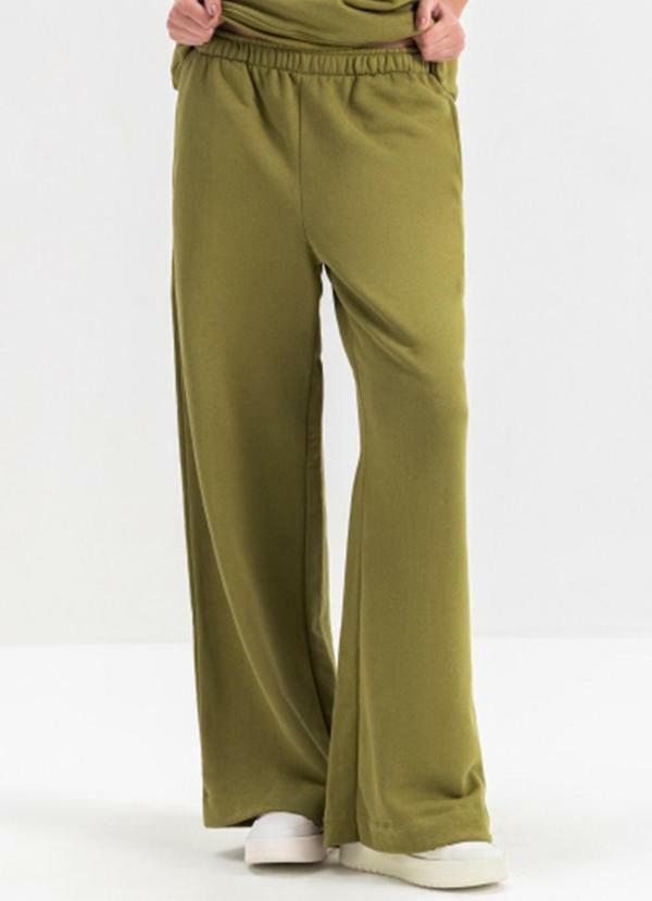 Vista 2 Calça Feminina em Moletom Verde Essendi Essendi