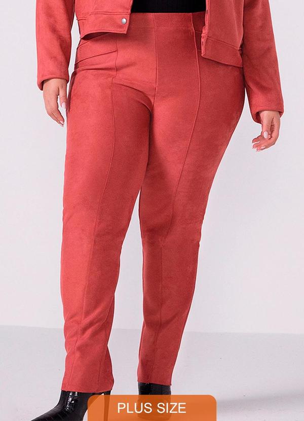 Calça Feminina Suede com Recortes Rosa