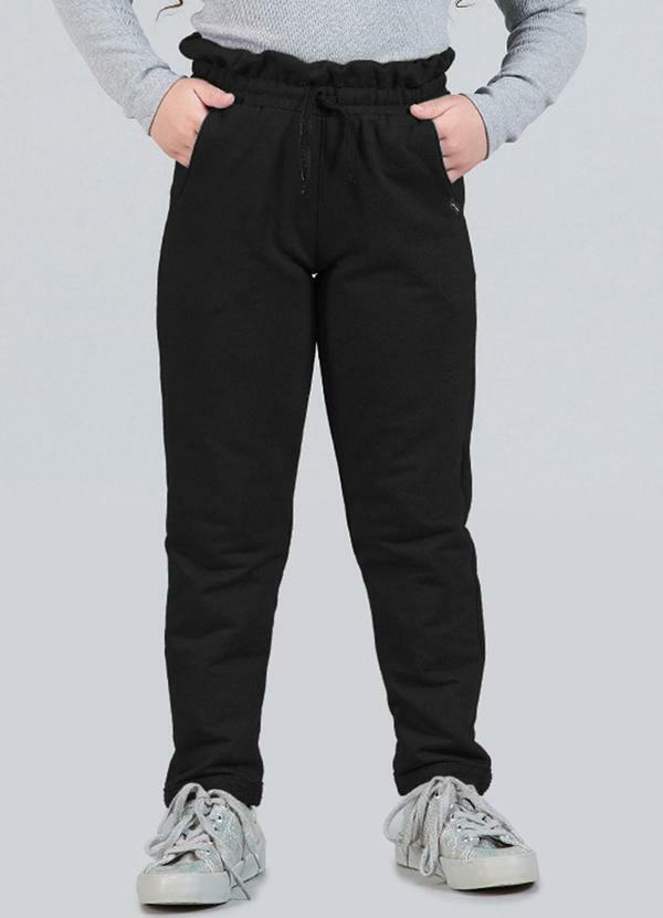 Vista 2 Calça Infantil Menina Moletinho Clochard Preto Soft Bonni Soft Bonni